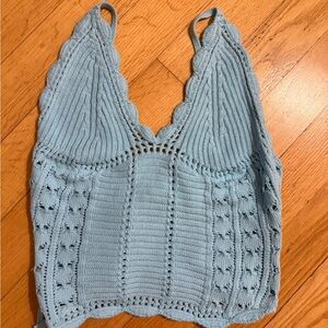 Free People Light Blue Crochet Tank Top